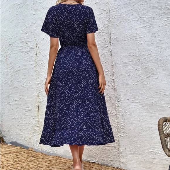 Boho polka dot wrap a line dress - Picture 2 of 15